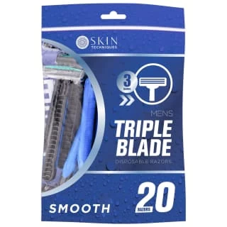 Skin Techniques Triple Blade Mens Disposable Razors 20pk