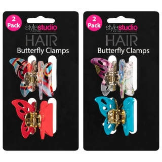 Style Studio Hair Butterfly Clamps 2pk - Red - Image 2
