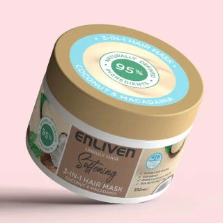 Enliven Softening 3-in-1 Hair Mask 350ml - Coconut & Macadamia - Image 3