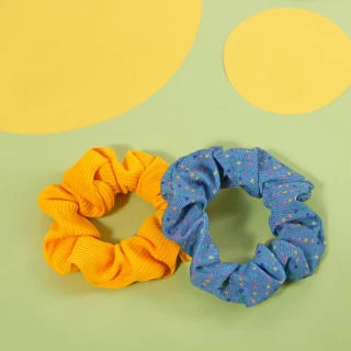 Ella Style Scrunchies 2pk - Blue & Gold - Image 3